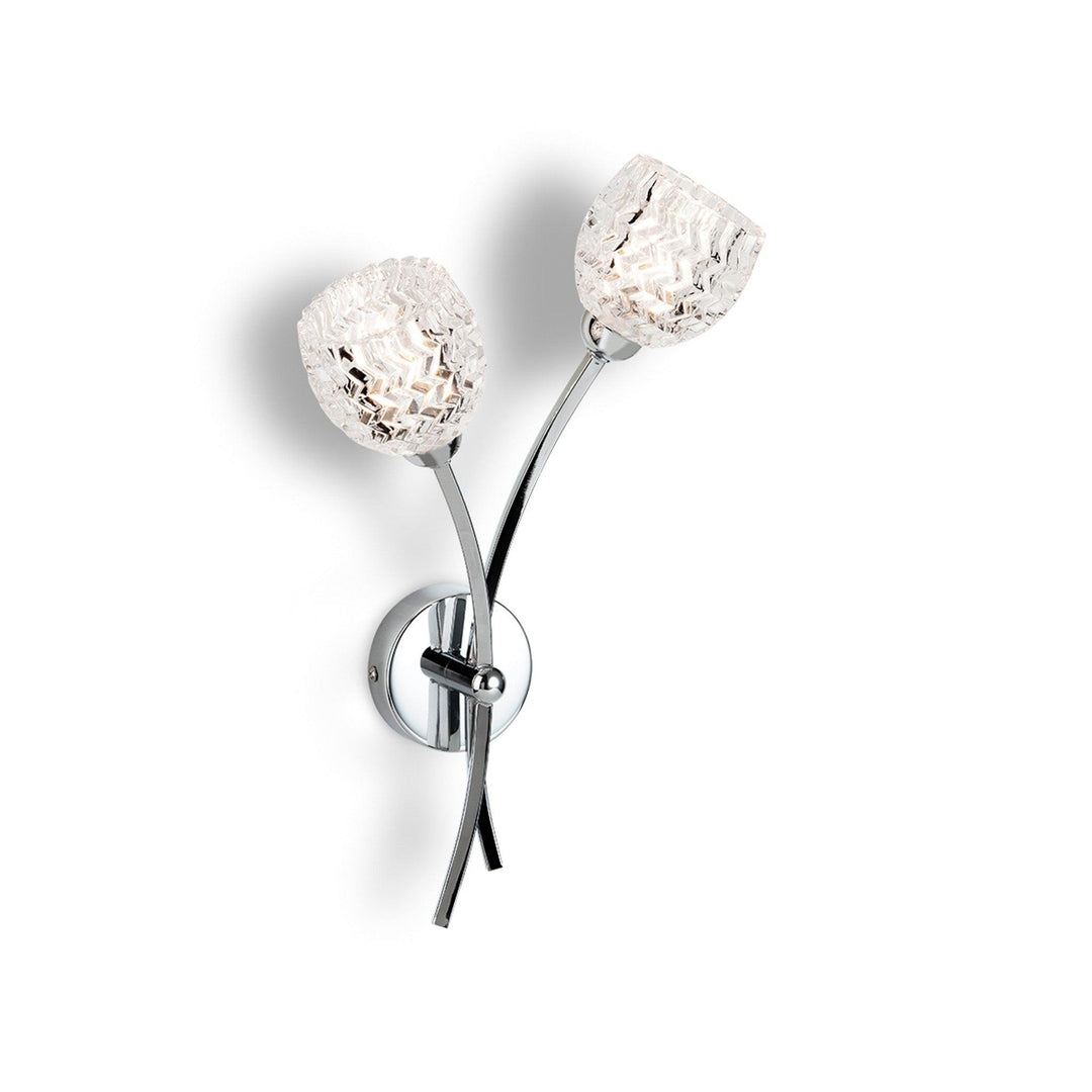 Maple 2 Light Wall Chrome with Moulded Clear Glass - Prisma Lighting