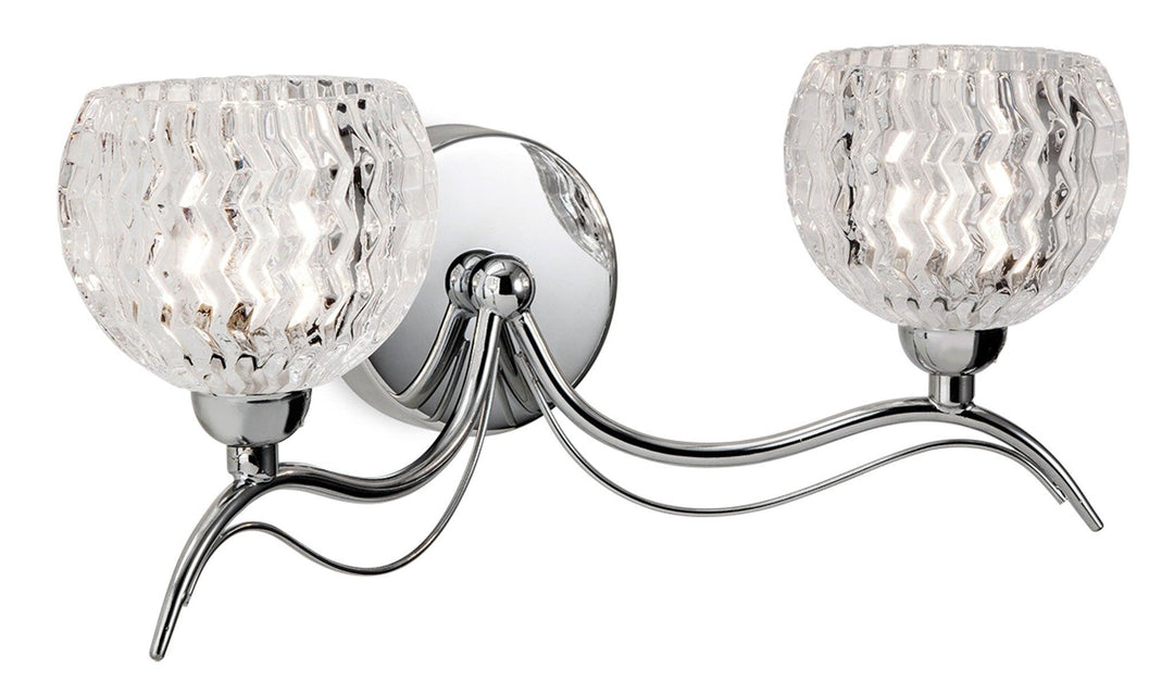 Blanche 2 Light Wall Chrome with Moulded Clear Glass - Prisma Lighting