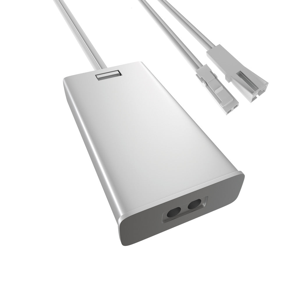 Integral LED 24V Door Sensor, IR Channel, Surface Mounted with 2-Pin 2.54mm White Clip, Inline Connector for Strip Lighting, 1.5m, 2.5A Max - Prisma Lighting