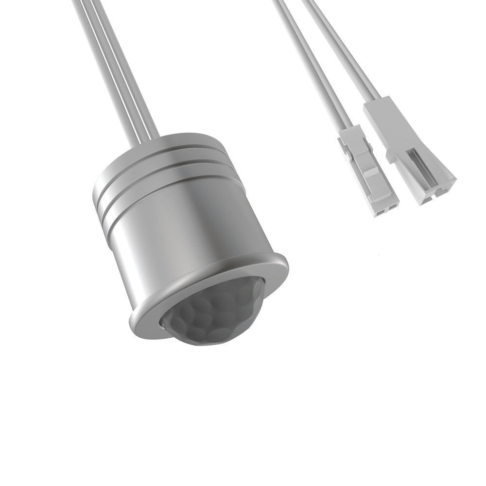 Integral LED 24V PIR Sensor, On/Off, Surface or Recessed Mount, 14mm Cutout, 2-Pin 2.54mm White Clip, Inline Connector for Strip Lighting, 1.5m, 2.5A Max - Prisma Lighting