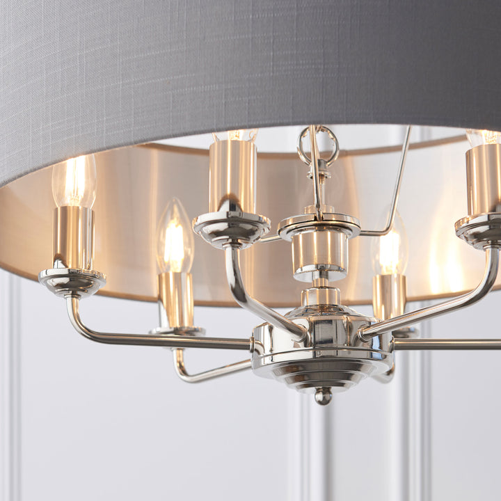 Highclere 6lt pendant Nickel