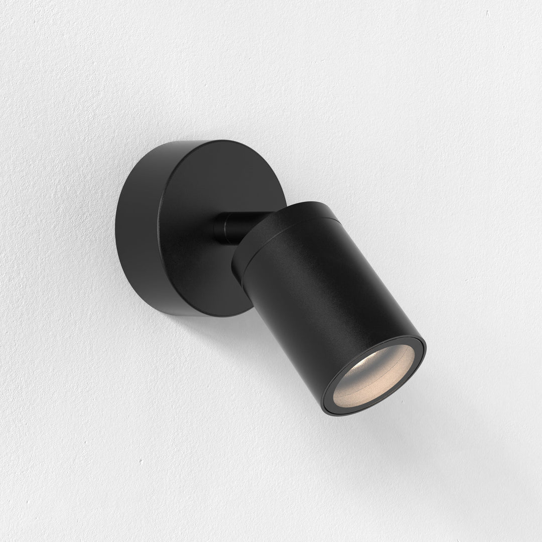 Astro Dartmouth Single Spot Wall Light in Textured Black finish with clear glass lens