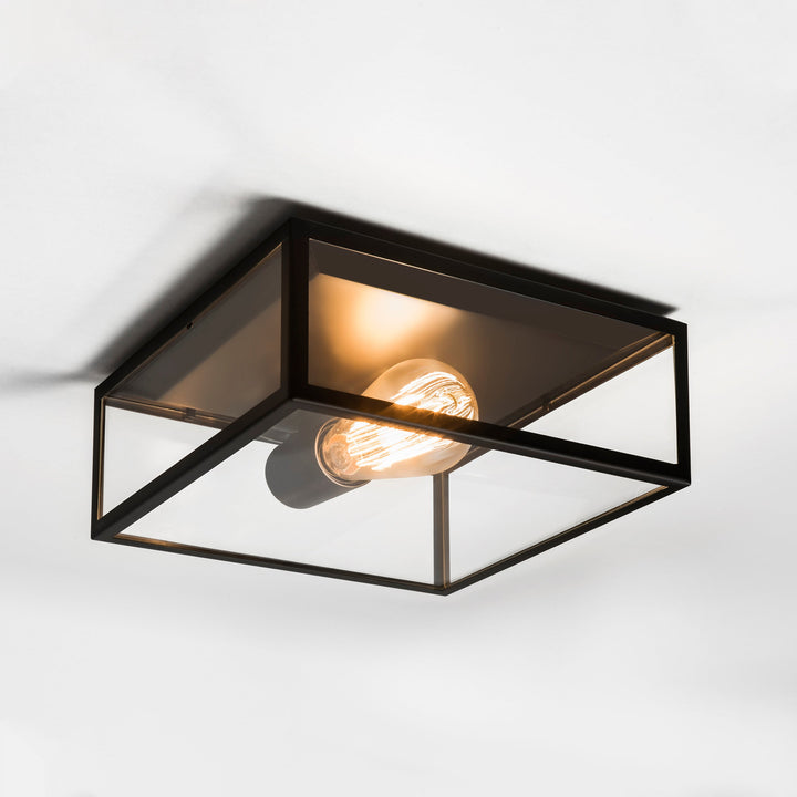 Astro Bronte Ceiling Light in matt black with clear glass panels