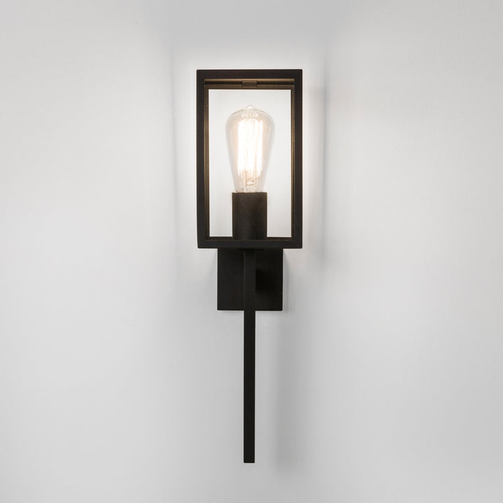 Astro Coach 130 Wall Light in Textured Black stainless steel with clear glass panels