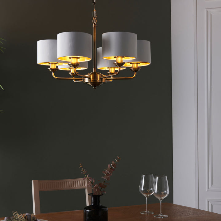 Highclere 6lt pendant Brass