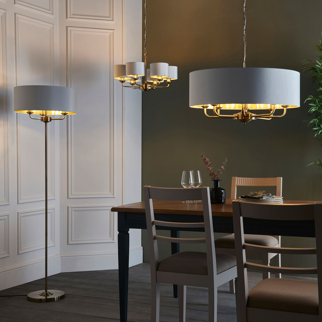 Highclere 6lt pendant Brass