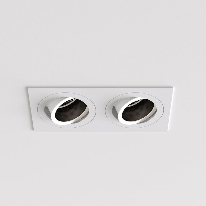 Astro Pinhole Square Twin Adjustable downlight, recessed into ceiling with dual adjustable apertures