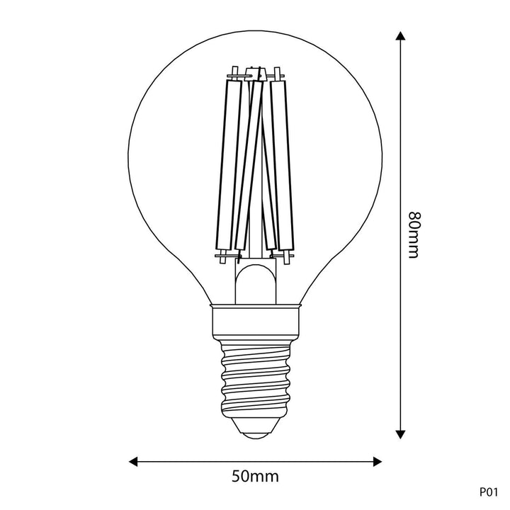 LED Porcelain Mini Globe Bulb G45 5.9W 550LM E14 Satin 2700K RA95 Dimmable