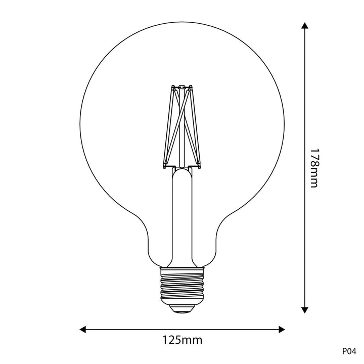 LED Porcelain Extra Large Globe Bulb G125 7W 640LM E27 Satin 2700K RA95 Dimmable