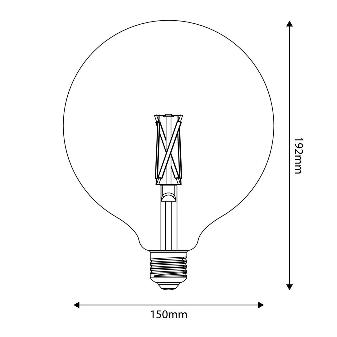 LED Porcelain Oversized Globe Bulb G150 7W 640LM E27 Satin 2700K RA95 Dimmable
