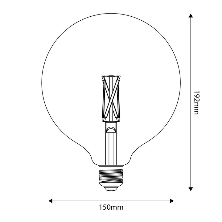LED Porcelain Oversized Globe Bulb G150 7W 640LM E27 Satin 2700K RA95 Dimmable