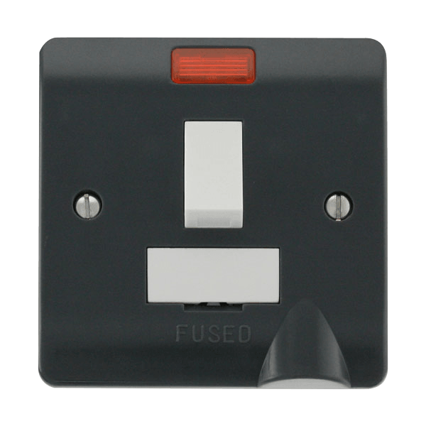 Mode Part M 13A Fused Switched Connection Unit with Flex Outlet & Neon - Prisma Lighting