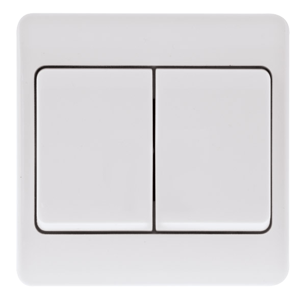 Click Mode Double Light Switch 10AX 2 Way, Wide Rocker - Prisma Lighting