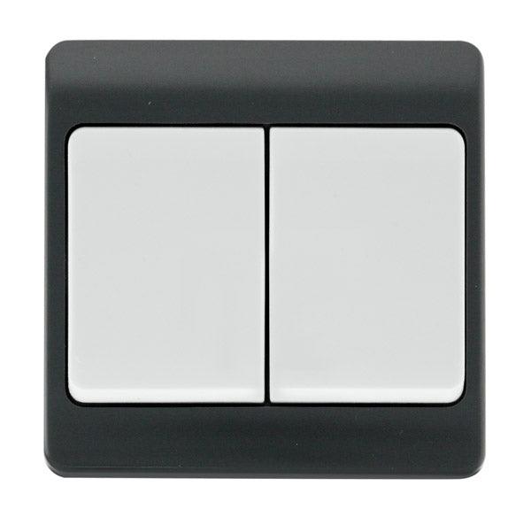 Mode Part M 10AX 250V 2 Gang Wide Rocker Switch - Prisma Lighting