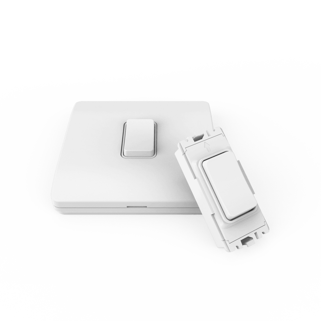 Konect 1 Gang Dimmable Slim Grid Kinetic Switch White - Prisma Lighting