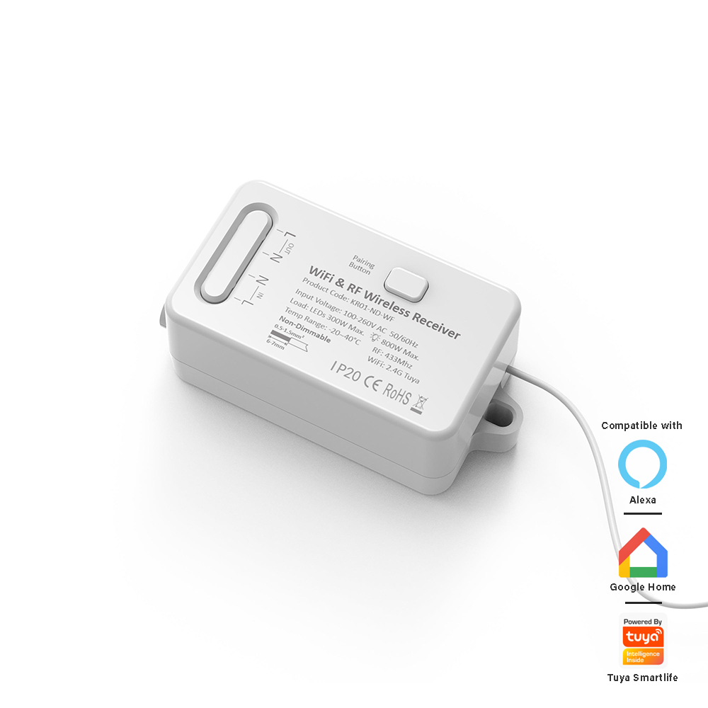 Culina 1-Channel Smart Tuya WiFi Kinetic Switch Receiver – White