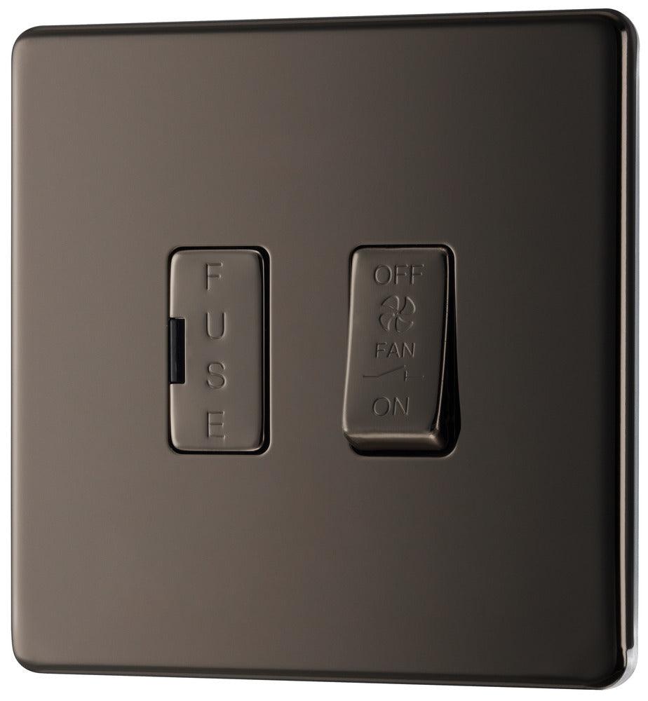Screwless Flatplate Triple Pole Fused Fan Isolator Switch, 10A - Prisma Lighting