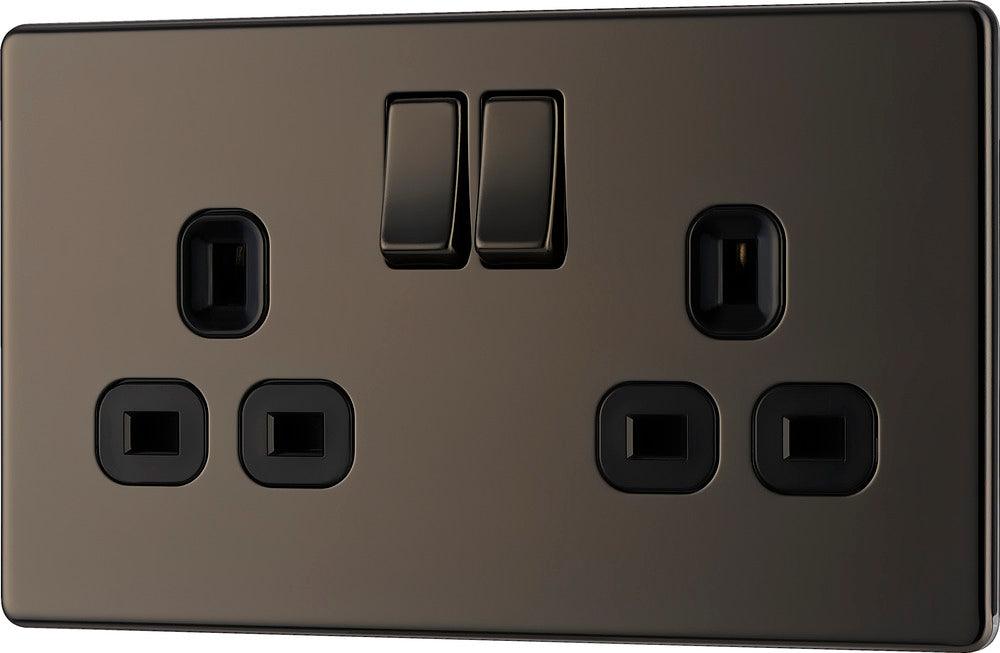 Screwless Flatplate Double Switched Socket - Prisma Lighting