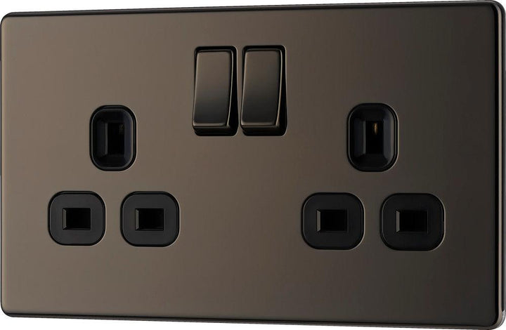 Screwless Flatplate Double Switched Socket - Prisma Lighting