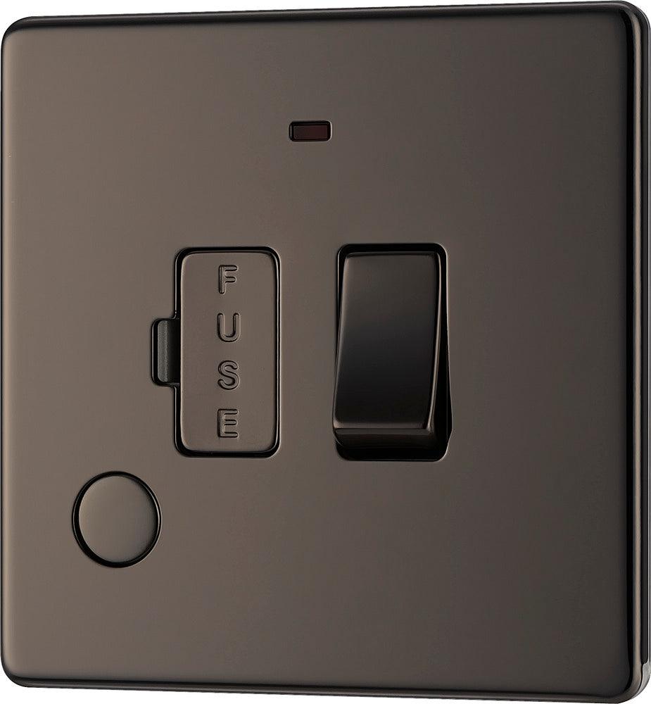 Screwless Flatplate Switched 13A Fused Connection Unit, With Power Indicator And Cable Outlet - Prisma Lighting