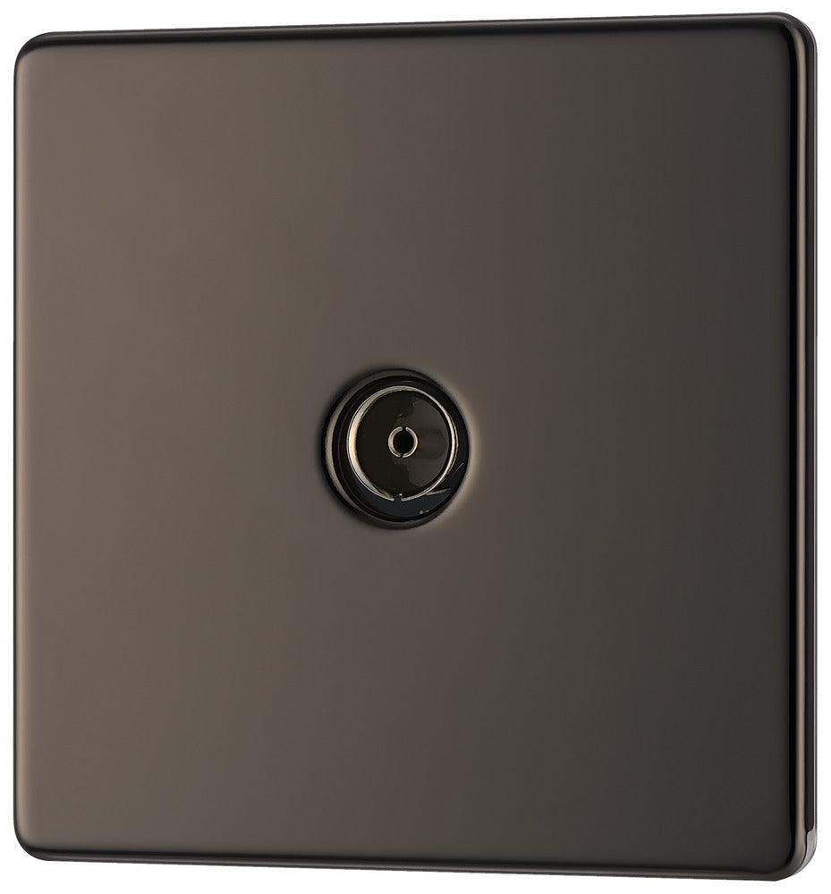 Screwless Flatplate Single Socket For Tv Or Fm Co-Axial Aerial Connection - Prisma Lighting
