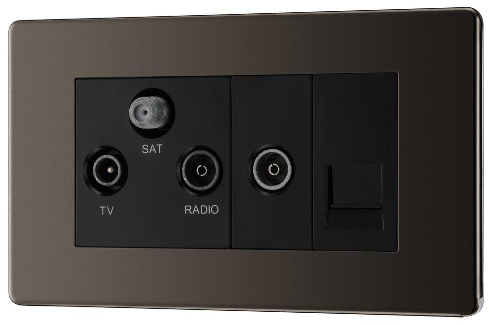 Screwless Flatplate Single Triplex Socket For Separate Tv, Fm And Satellite Connections - Prisma Lighting