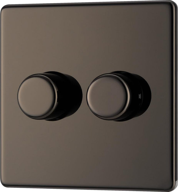 Screwless Flatplate Double Led Dimmer Switch, 2-Way Push On/Off - Prisma Lighting