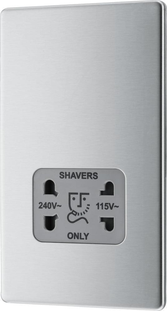 Screwless Flatplate Dual Voltage Shaver Socket 110/240V - Prisma Lighting
