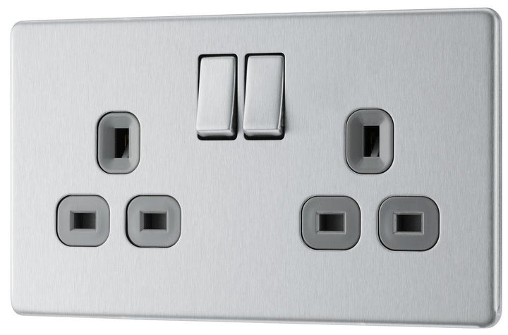 Screwless Flatplate Double Switched Socket - Prisma Lighting