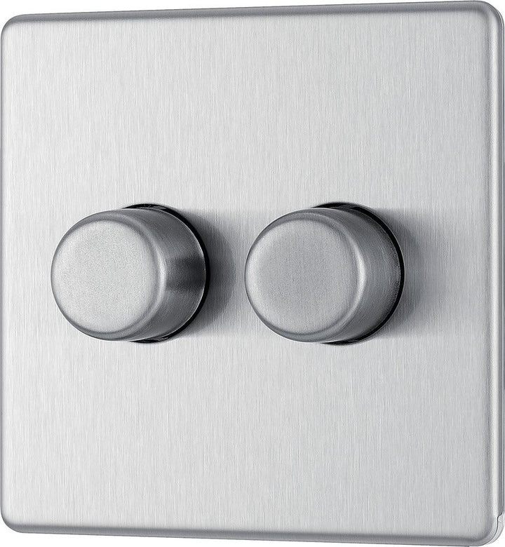 Screwless Flatplate Double Led Dimmer Switch, 2-Way Push On/Off - Prisma Lighting