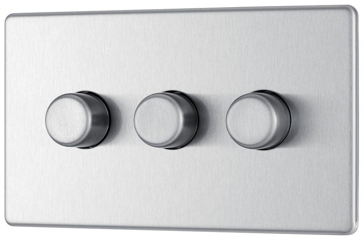 Screwless Flatplate Triple Led Dimmer Switch, 2-Way Push On/Off - Prisma Lighting
