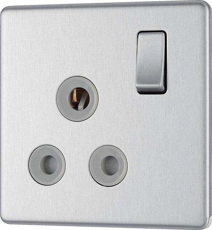 Screwless Flatplate Single Round Pin Switched 15A Socket - Prisma Lighting