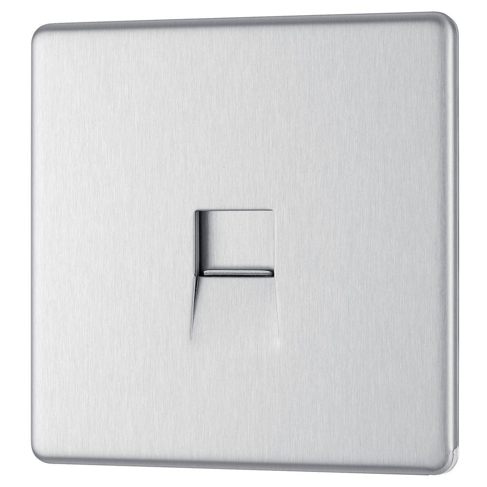 Screwless Flatplate Single Slave Telephone Socket - Prisma Lighting