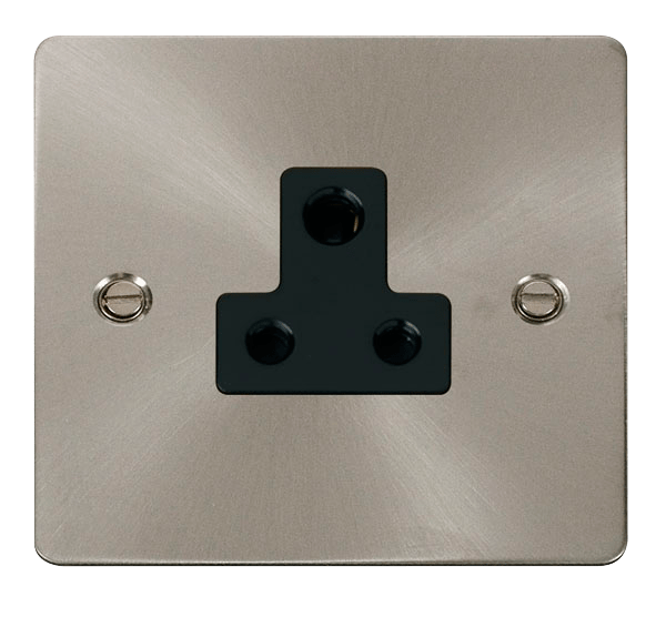 Define Flat Plate 5A Round - 5A Round Pin Socket Outlet  - Black in black finish.