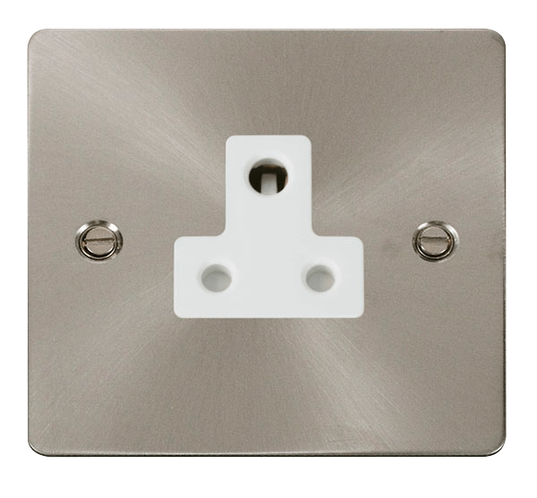 Define Flat Plate 5A Round - 5A Round Pin Socket Outlet  - White in black finish.