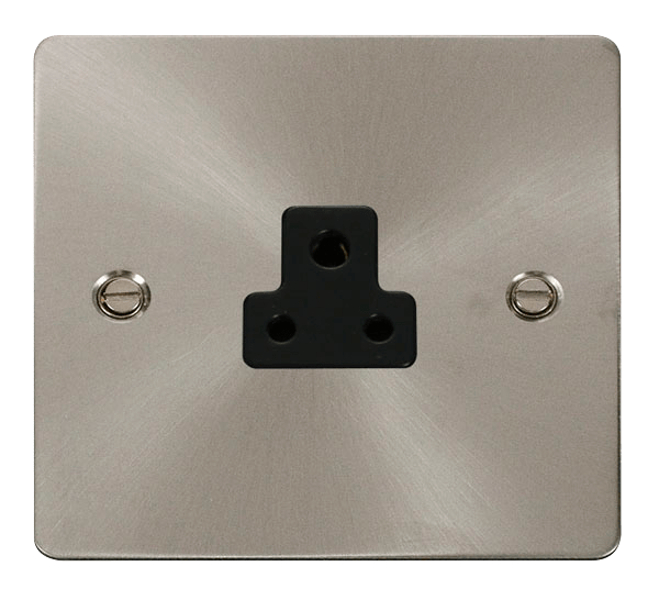 Define Flat Plate 2A Round - 2A Round Pin Socket Outlet  - Black in black finish.