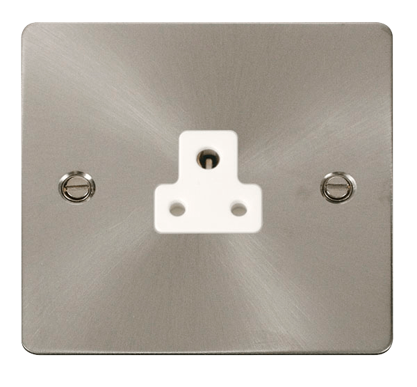 Define Flat Plate 2A Round - 2A Round Pin Socket Outlet  - White in black finish.