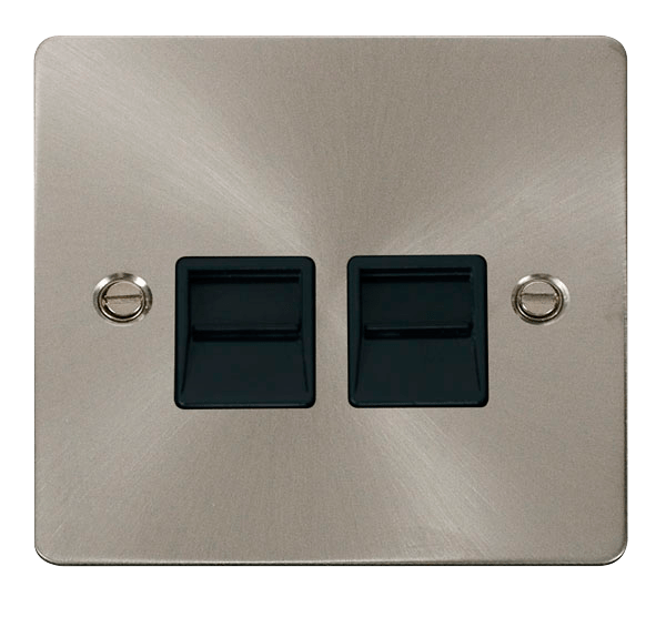 Define Flat Pl Twin Tel.Mas - Twin Telephone Socket Master  - Black in black finish.