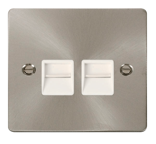 Define Flat Pl Twin Tel.Mas - Twin Telephone Socket Master  - White in black finish.