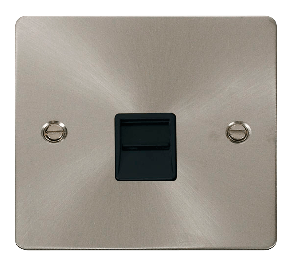 Define Flat Pl Sgl Tel.Sec - Single Telephone Socket Secondary  - Black in black finish.