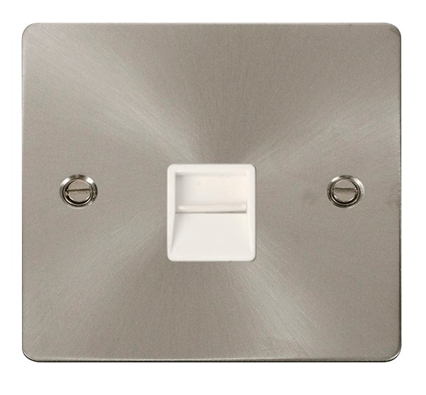Define Flat Pl Sgl Tel.Sec - Single Telephone Socket Secondary  - White in black finish.