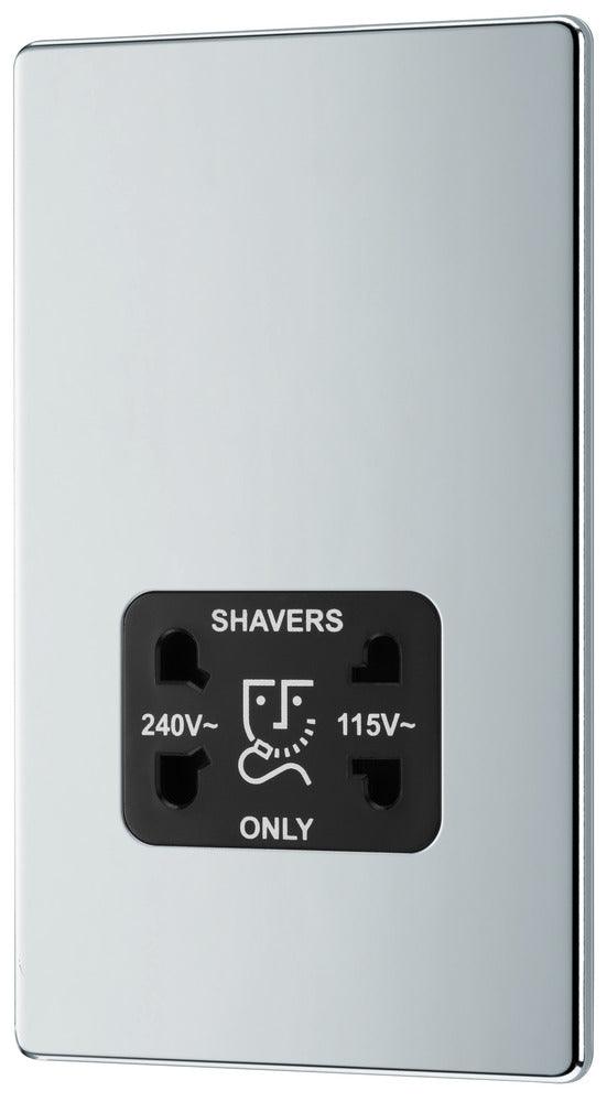 Screwless Flatplate Dual Voltage Shaver Socket 110/240V - Prisma Lighting