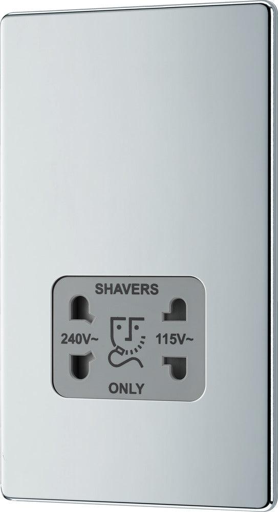 Screwless Flatplate Dual Voltage Shaver Socket 110/240V - Prisma Lighting