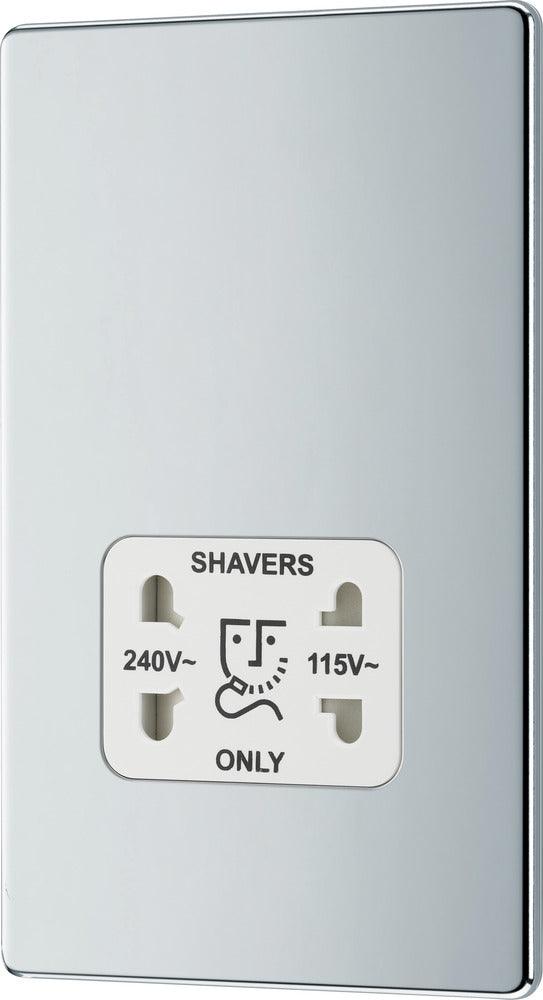 Screwless Flatplate Dual Voltage Shaver Socket 110/240V - Prisma Lighting