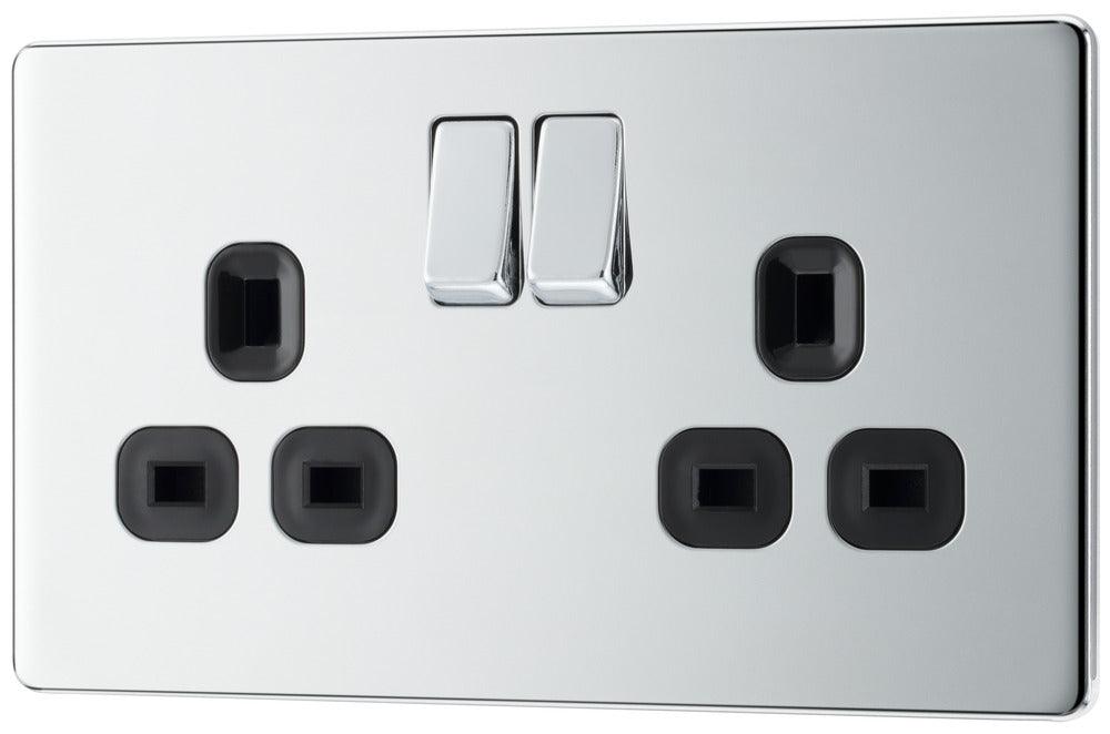 Screwless Flatplate Double Switched Socket - Prisma Lighting