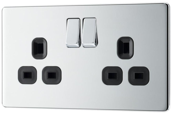 Screwless Flatplate Double Switched Socket - Prisma Lighting