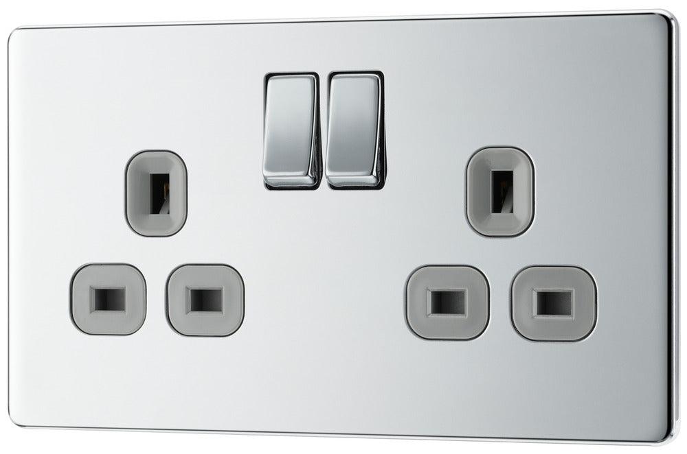 Screwless Flatplate Double Switched Socket - Prisma Lighting