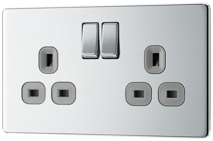 Screwless Flatplate Double Switched Socket - Prisma Lighting