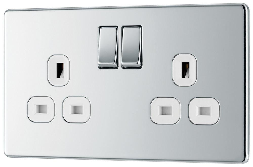 Screwless Flatplate Double Switched Socket - Prisma Lighting