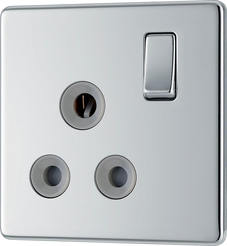 Screwless Flatplate Single Round Pin Switched 15A Socket - Prisma Lighting